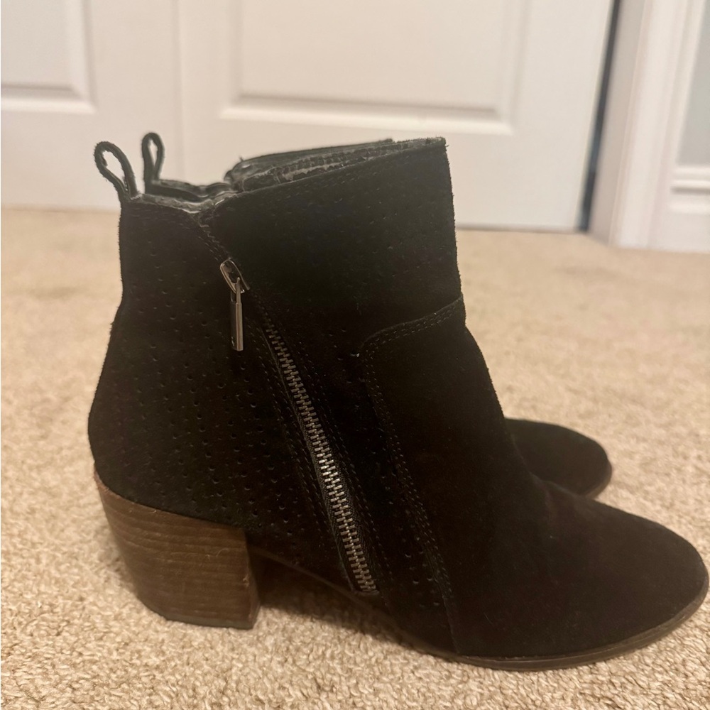 Lucky Brand Black Ankle Booties with Suede Finish